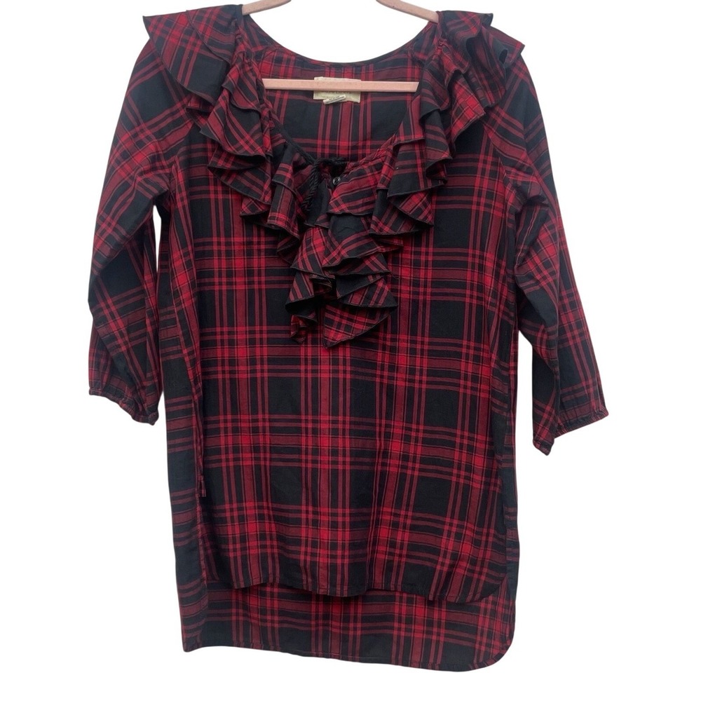 Denim & Supply Ralph Lauren Womens XS Red Black Plaid Flannel Shirt Top